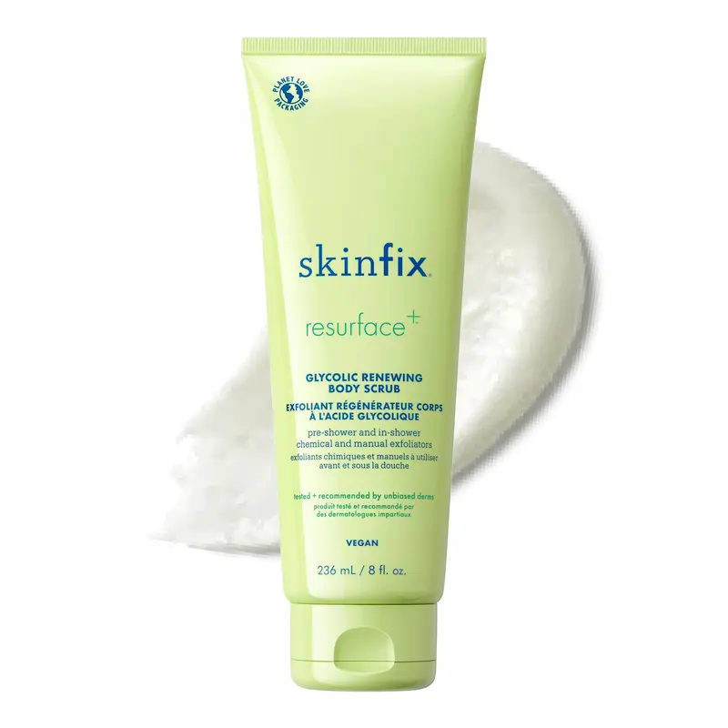 Skinfix Gommage glycolique renouvelant – Gommage corps double-action (8 oz / 236 ml) – Végan et sans cruauté