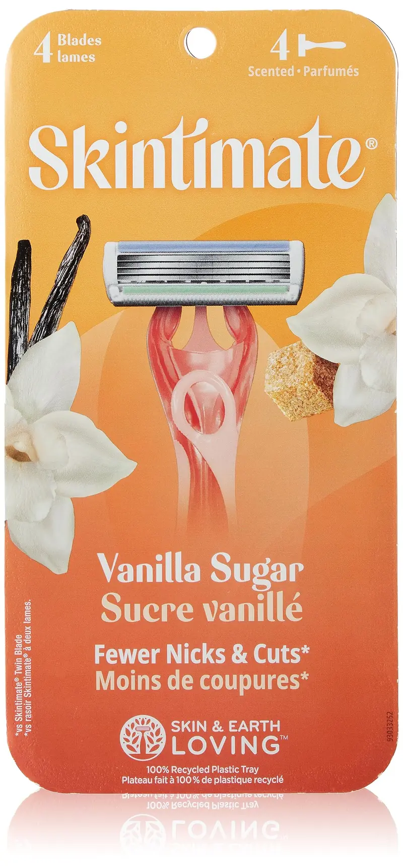 Skintimate Rasoir Jetable Warm Vanilla Sugar pour Femmes – Exfoliation Douce, 4 Lames anti-coupures, Pack de 3