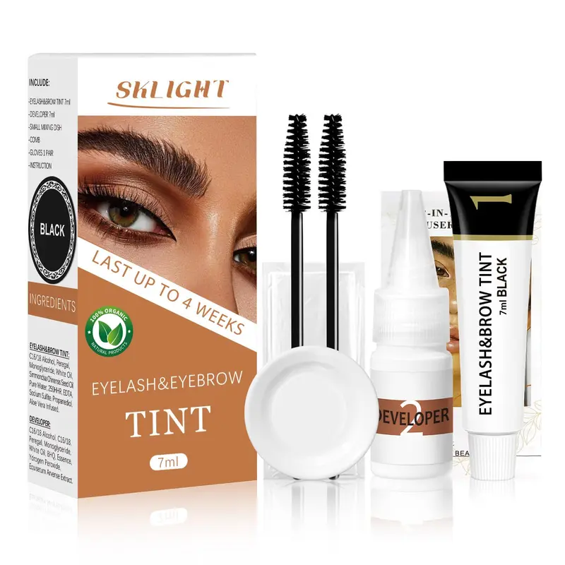 Sklight Lash Color Kit – Coloration pro Cils et Sourcils, tenue jusqu’à 4 semaines, noir, 7 ml