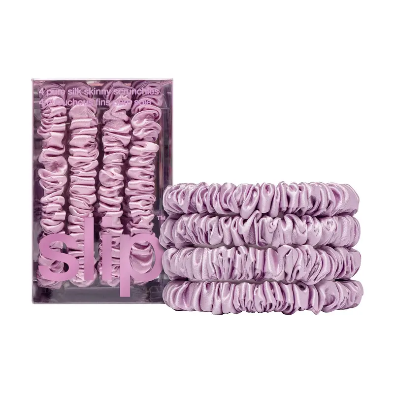 SLIP Skinny Scrunchies – Soie slipsilk™ anti-pli et anti-casse, 4 chouchous en pure soie, Wildflower