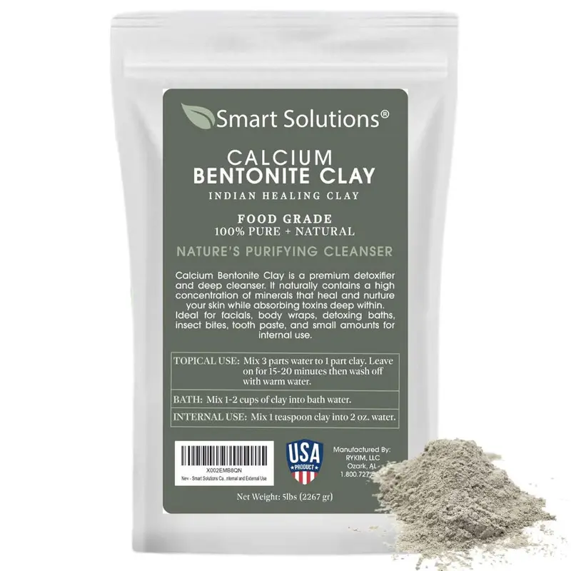 SMART SOLUTIONS Argile Bentonite – 5 lb Pure Indian Healing Clay – Soins DIY Visage, Déodorant et Masques Cheveux
