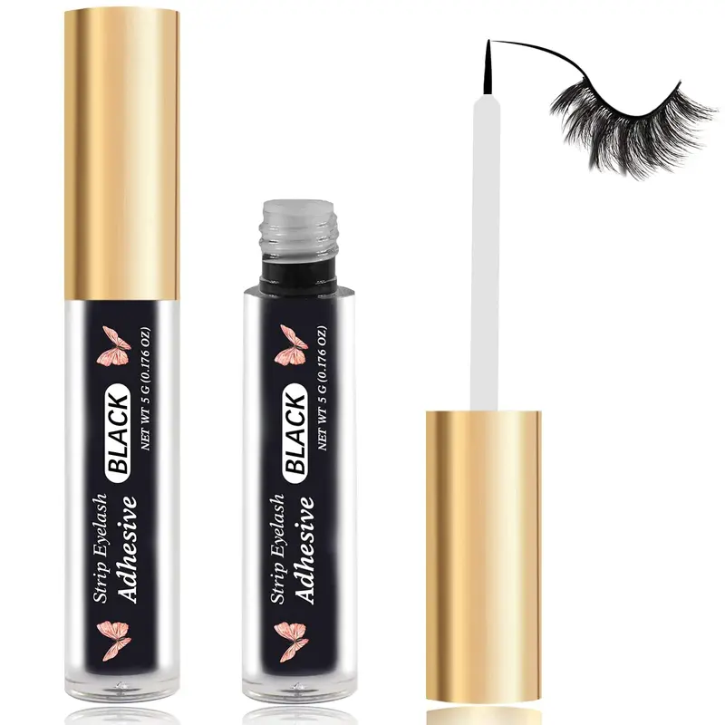 SMSUX Colle Cils Noire – Adhésif Imperméable à Tenue Forte Sans Latex pour Yeux Sensibles – 5 ml