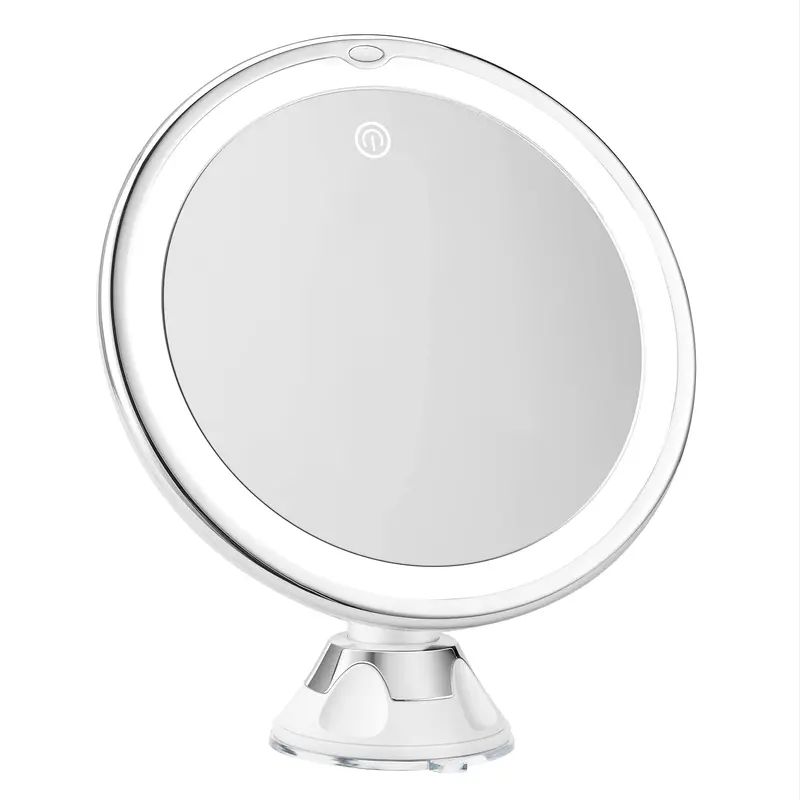 SNOWFLAKES SNOWFLAKES – Miroir maquillage lumineux 10x, ventouses, rotation 360°, 3 modes