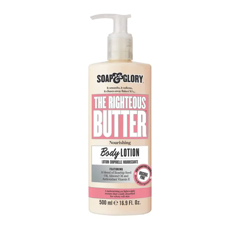 Soap & Glory Original Pink – Lotion hydratante légère pour peau sèche | Beurre de karité, aloe vera et vitamine E – Rose et Bergamote (500 ml)