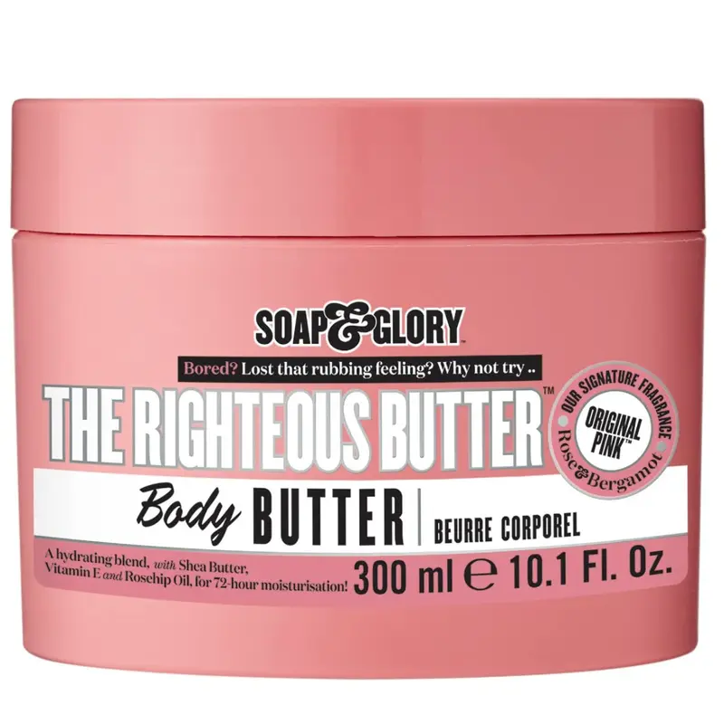 Soap & Glory The Righteous Body Butter – Hydratation durable pour peau sèche | Végan et sans cruauté (300 ml)