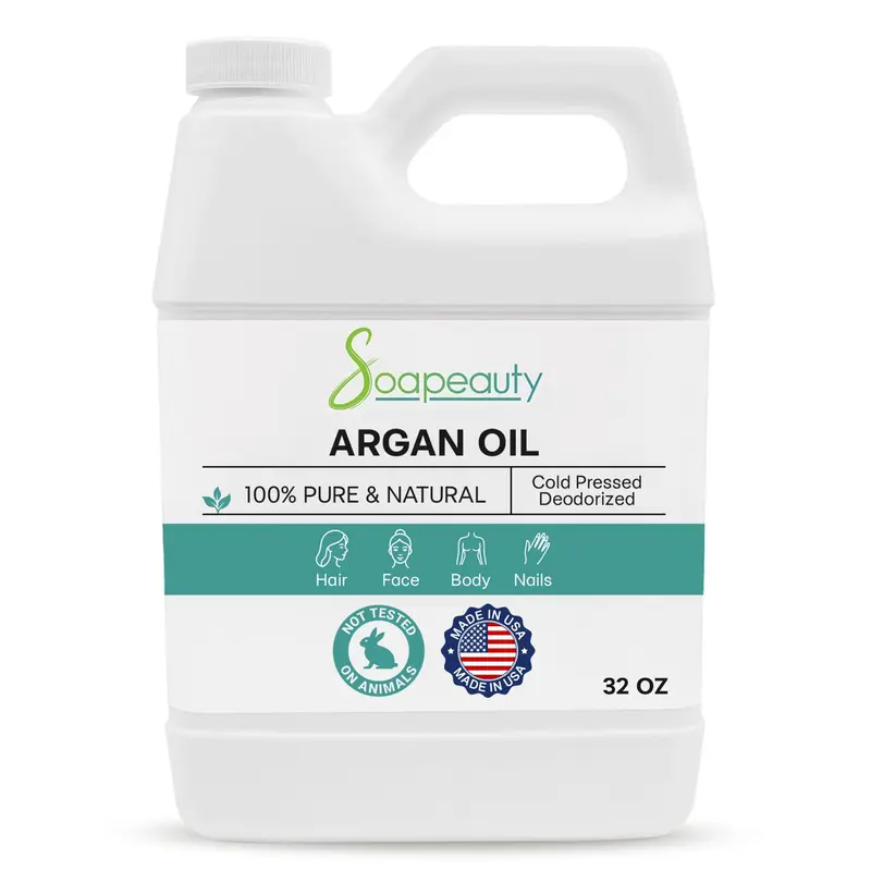 Soapeauty Huile d'Argan | 100% Pure et Naturelle | Pressée à Froid et Déodorisée | Soin Visage Corps Cheveux | 946 ml