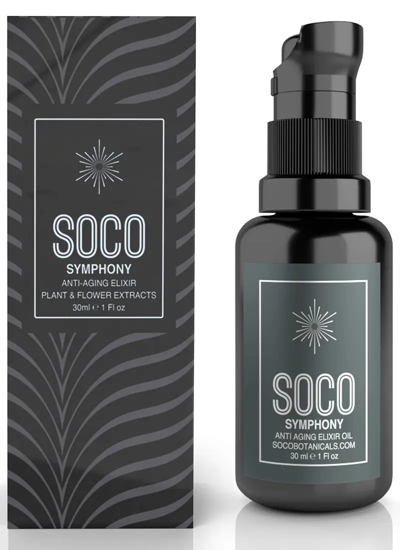 SOCO Botanicals Symphony – Élixir huile visage anti-âge bio (argousier, rose musquée, CoQ10, néroli & immortelle)