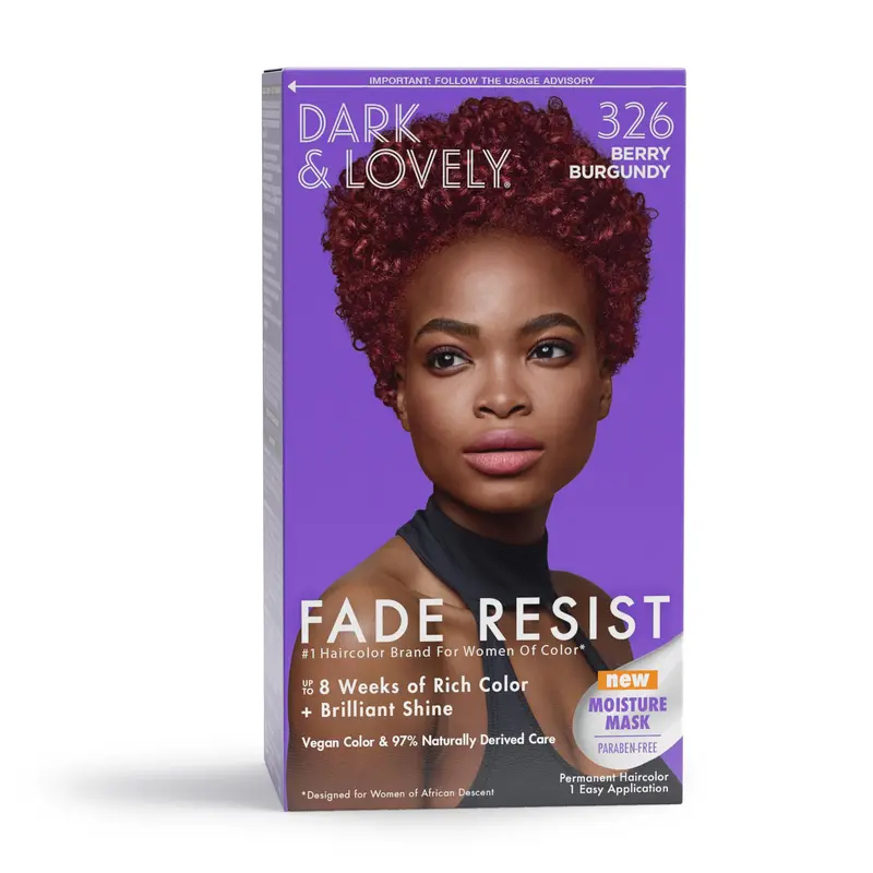 SoftSheen-Carson Dark and Lovely Fade Resist – Coloration Permanente Berry Burgundy, Couverture Gris 100% et Brillance Argan