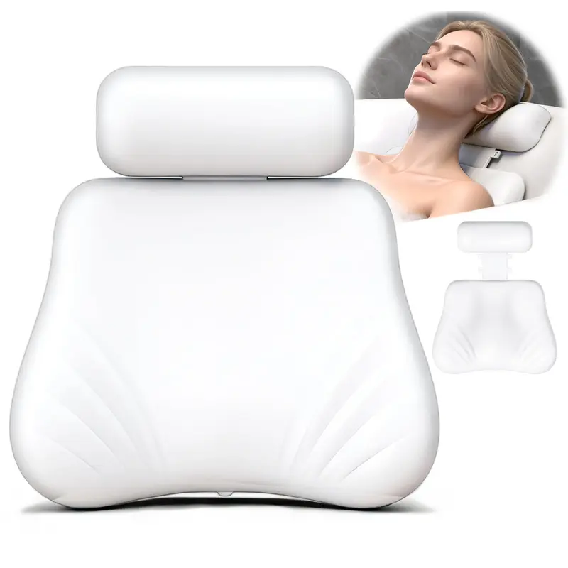 SOGUELIN Oreiller de Bain en Silicone – Coussin 4D Réglable, Adhérence Forte et Soutien Tête et Cou