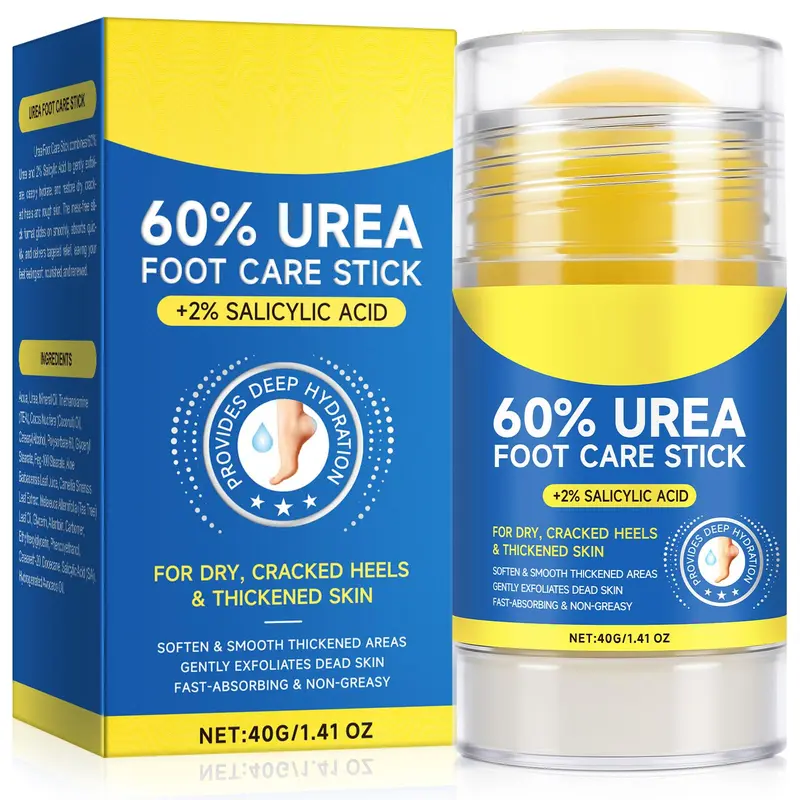 Soin Pieds Urea 60% + Acide Salicylique 2% – Réparation talons fissurés, hydratation maximale, format stick 1,4 oz