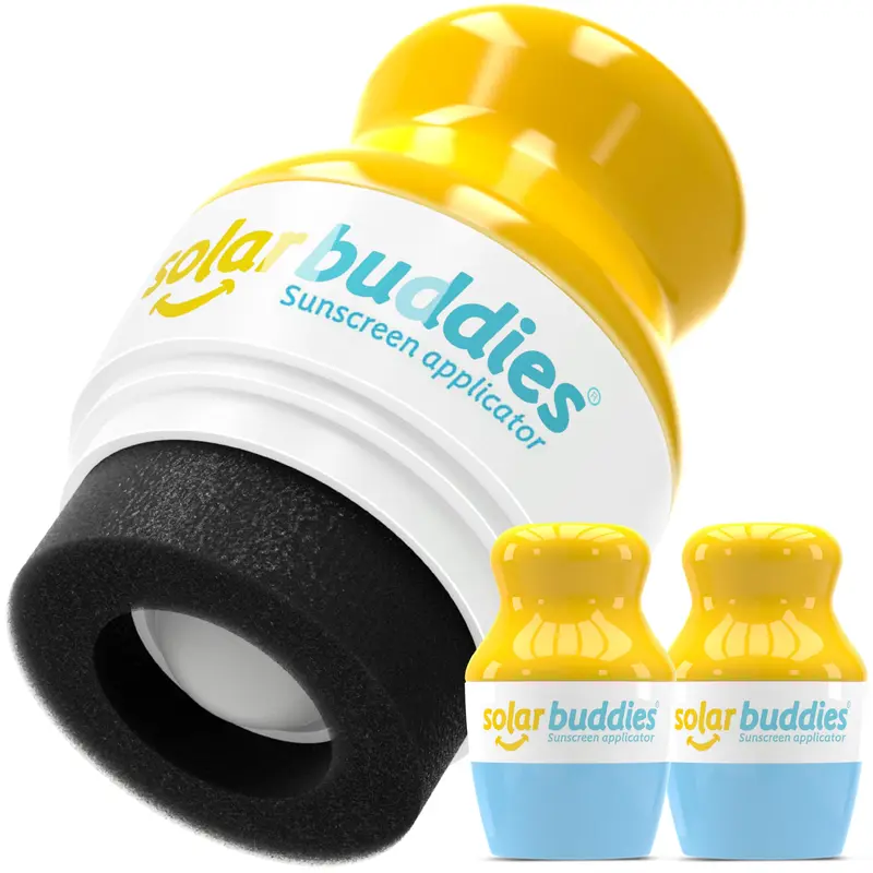 Solar Buddies – Applicateur crème solaire rechargeable bleu (lot de 2) – Rouleau sans BPA, 100 ml (3,4 fl oz), parfait voyage