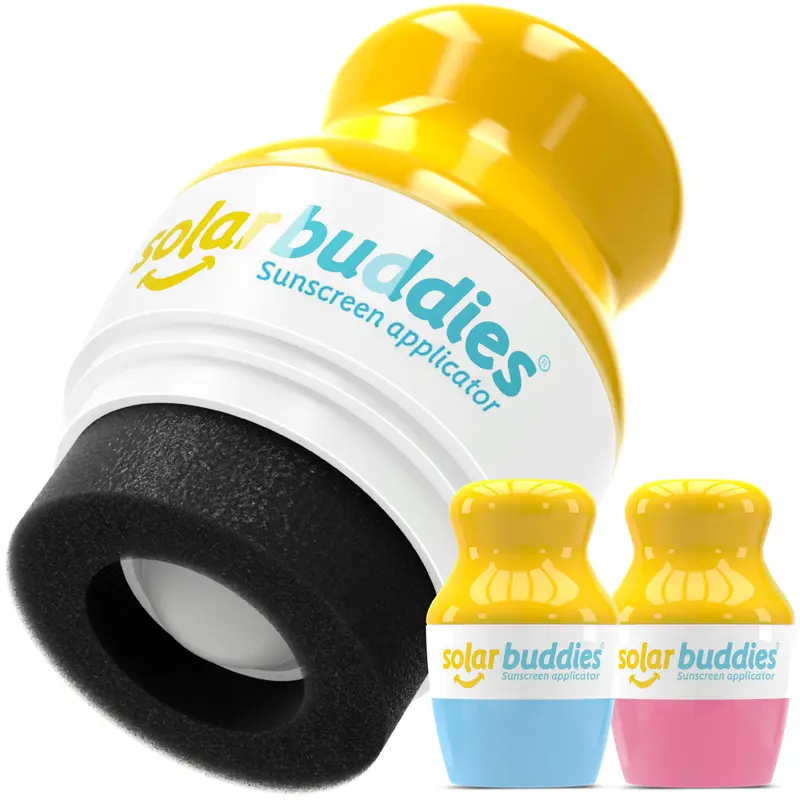 Solar Buddies Applicateur Solaire – Duo Bleu & Rose, Rechargeable, Sans BPA, 100 ml, Idéal Voyage