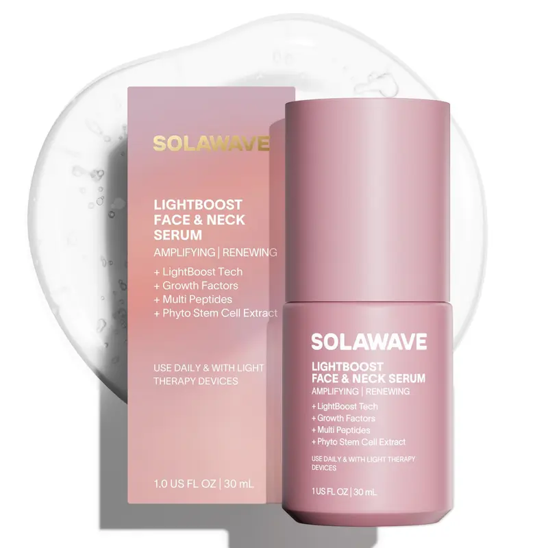 Solawave LightBoost Sérum Thérapie Lumière Rouge pour Visage et Cou – Hydratation, Collagène et Éclat | Compatible Beauty Wand et Microcourant