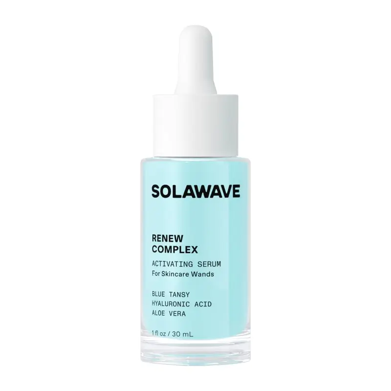 Solawave Renew Complex – Sérum Activation Thérapie lumière rouge pour le visage et le cou | Hydrate & repulpe la peau | Aloe Vera, Acide Hyaluronique, Tansy bleu (1 Oz)