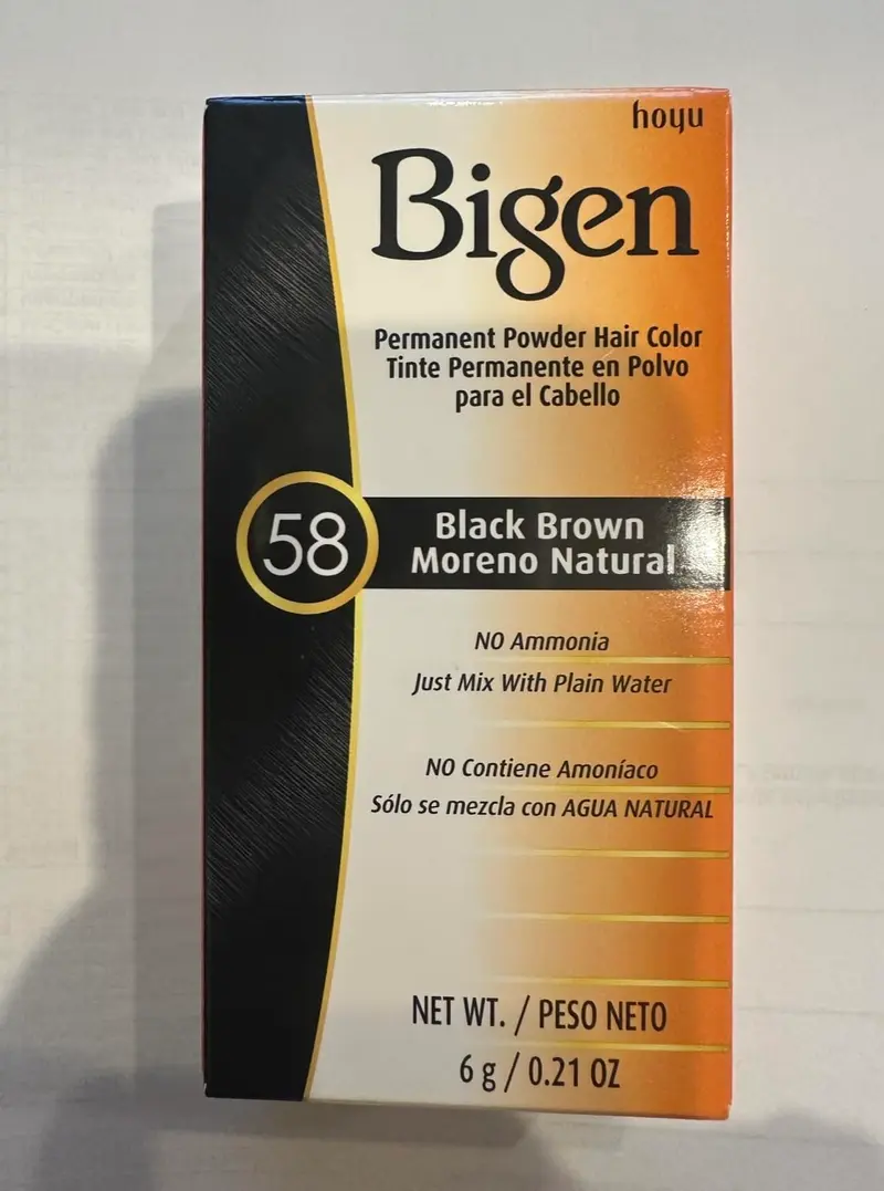 Solstice Bigen Coloration Permanente en Poudre #58 Noir Brun – Poudre colorante 6 g + Gobelet doseur