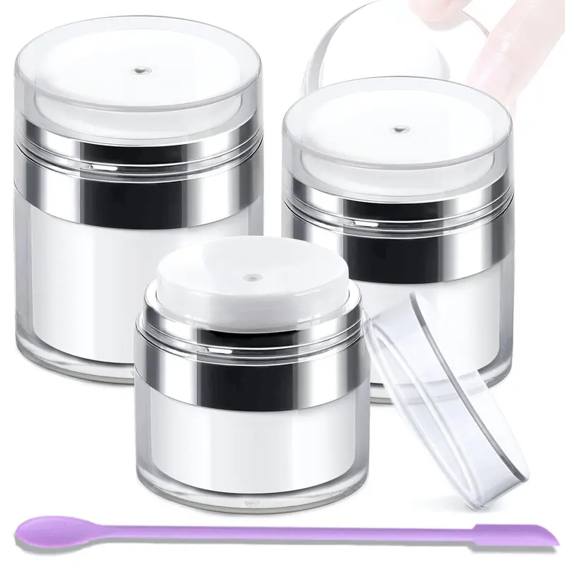Sonfon Pots Airless – Trio de Pots Airless Réutilisables pour Crèmes, Gels et Lotions (Format Voyage) | 0,5 oz / 1 oz / 1,7 oz