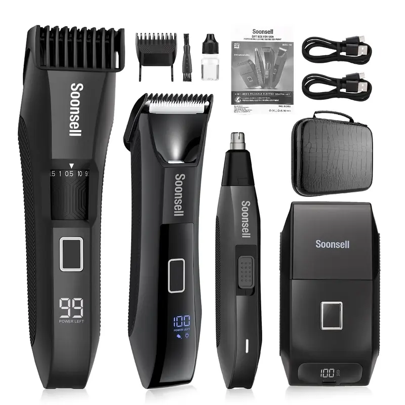 Soonsell Manscape – Tondeuse 4 en 1 Barbe et Corps, Étanche IPX7