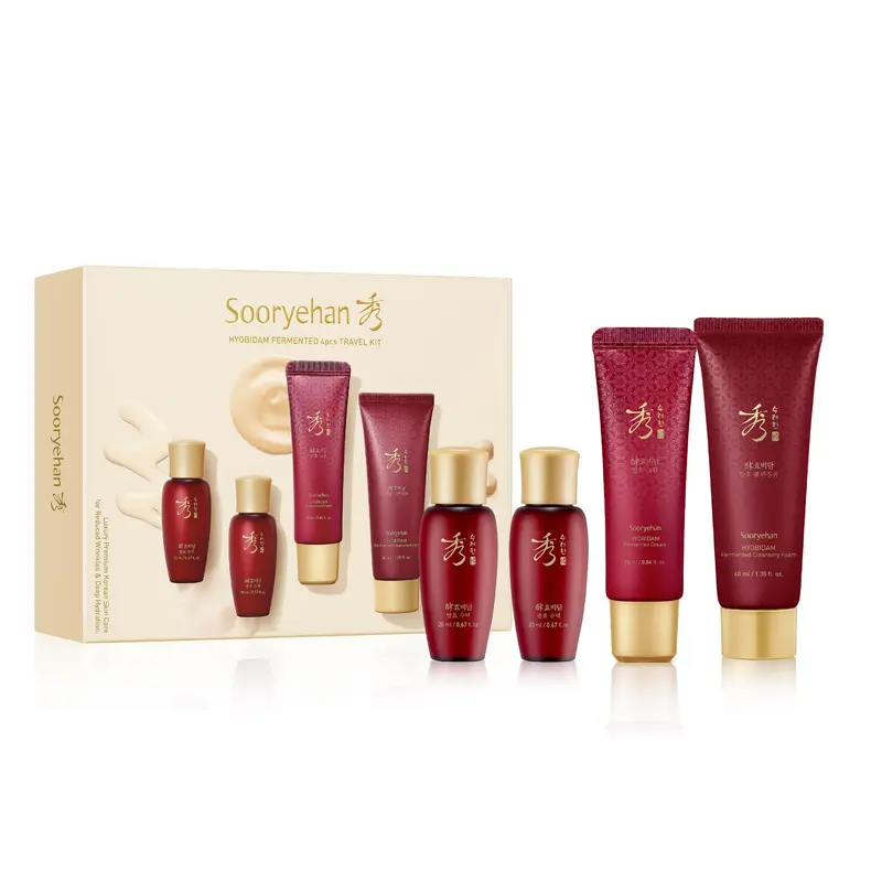 Sooryehan Hyobidam Kit de voyage fermenté – Hydratation et Élasticité (4 pièces) avec Baekhyodan™ et Silver Mushroom