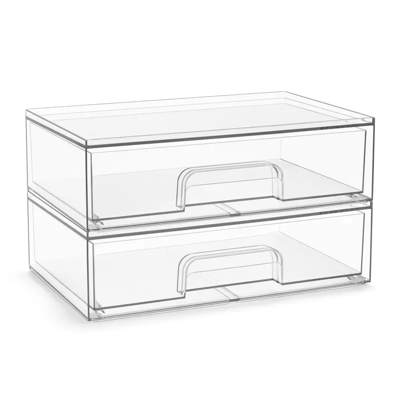 Sorbus Contenants de Rangement Acryliques – Lot de 2, Bacs Empilables Transparents et Tiroirs Coulissants (12,1 pouces)