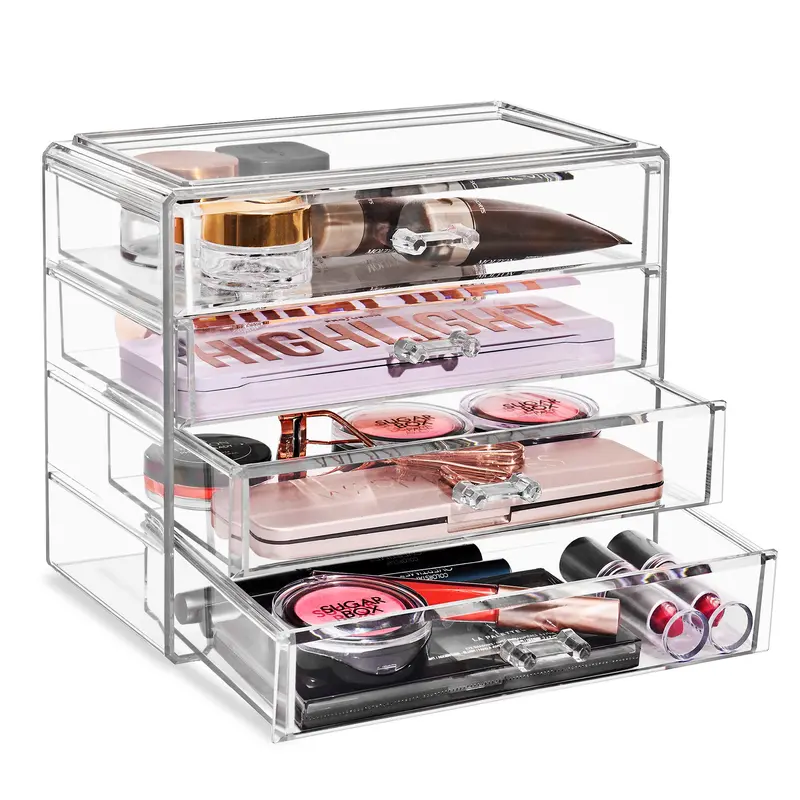 Sorbus Organisateur Maquillage Acrylique – 4 Tiroirs Transparants pour Vanity et Bijoux