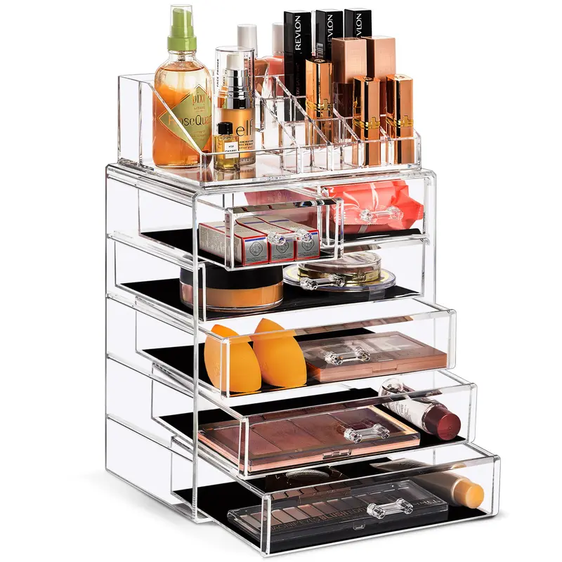 Sorbus Organisateur Maquillage Acrylique – 6 Tiroirs, Rangement Vanity et Bijoux