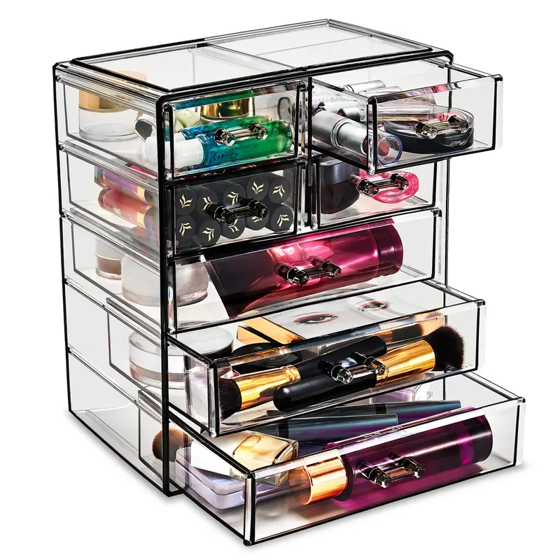 Sorbus Organisateur Maquillage Acrylique – 7 Tiroirs, Design Noir Bijou