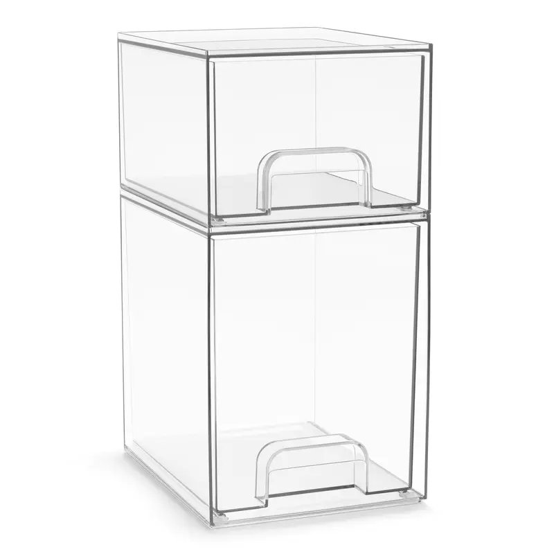 Sorbus Rangeurs Acryliques — Ensemble de 2 pièces, Tiroirs Empilables Transparents (7,6 po et 4,4 po)