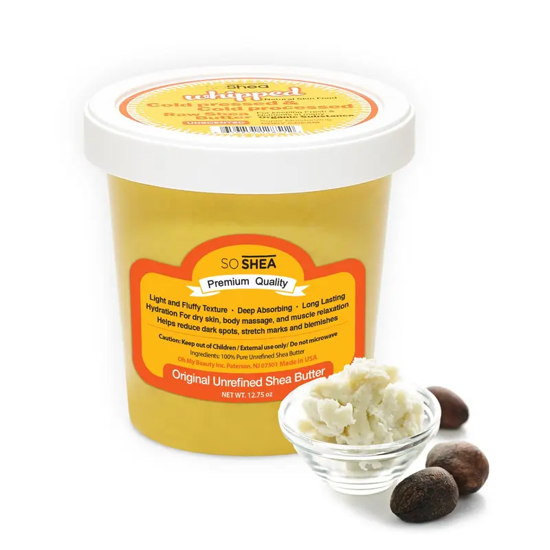 SoShea Beurre de Karité Fouetté Non Parfumé Original – Hydratation Durable | 100% Karité Pur d’Afrique | Vegan | 326 g