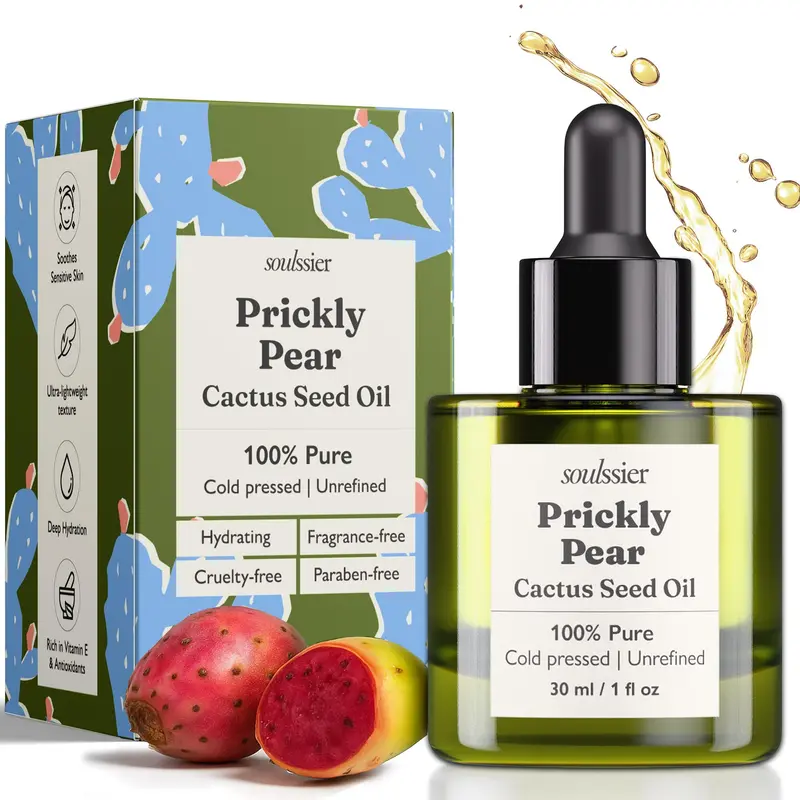 Soulssier Huile de Pépins de Figue de Barbarie – Pure, Extra Vierge, Presse à Froid – 1 oz