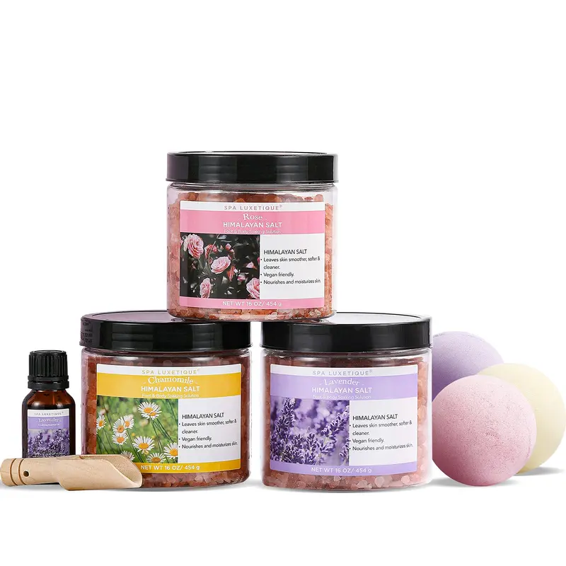 Spa Luxetique Sels d'Epsom pour Bain – Lavande, Rose, Camomille | Coffret Cadeau