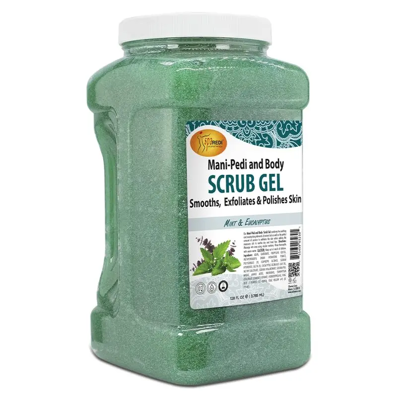 SPA REDI Gommage Gel Pumice Menthe et Eucalyptus – 128 oz | Exfoliant Manucure, Pédicure et Corps