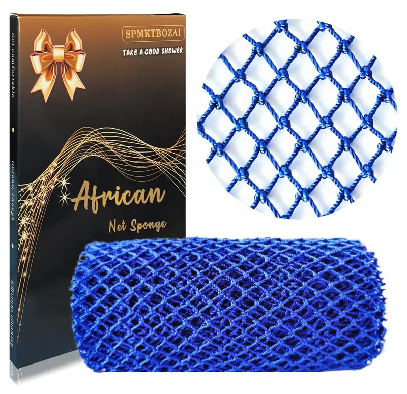 SPMKTBOZAI Éponge Réseau Africain Bleu – Exfoliante, Durable et Douce pour la Douche