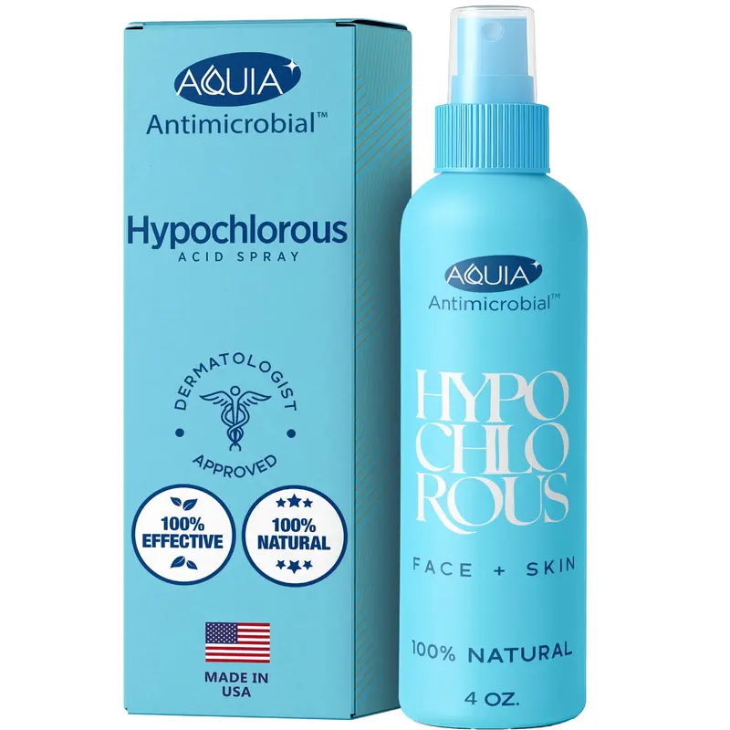 Spray Aquia à l’acide hypochloreux — Nettoyage visage 4 oz | Acné, eczéma, irritations cutanées