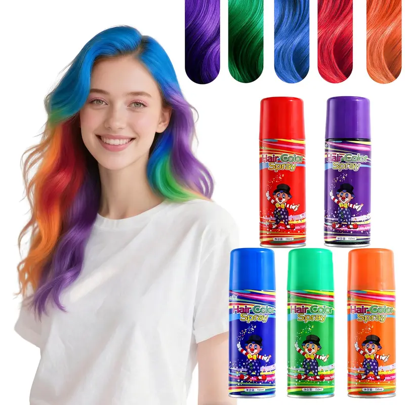 SPRINGSUGAR – Ensemble de 5 colorations temporaires pour cheveux (Violet, Rouge, Bleu, Vert, Orange)