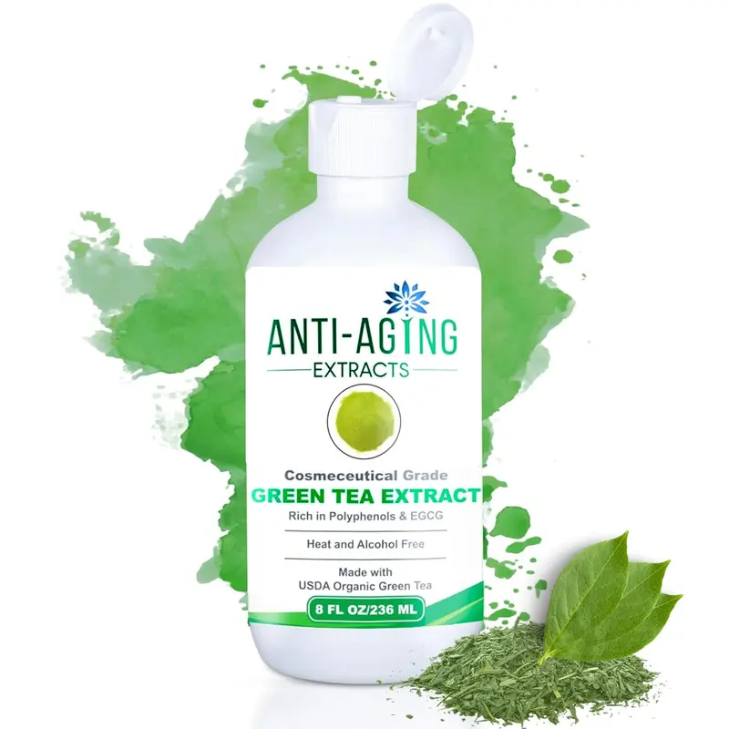 St. Croix – Extrait pur de thé vert pour peau et cheveux, sans alcool, à froid – 8 fl oz (236 ml) – Feuilles USDA Biologiques