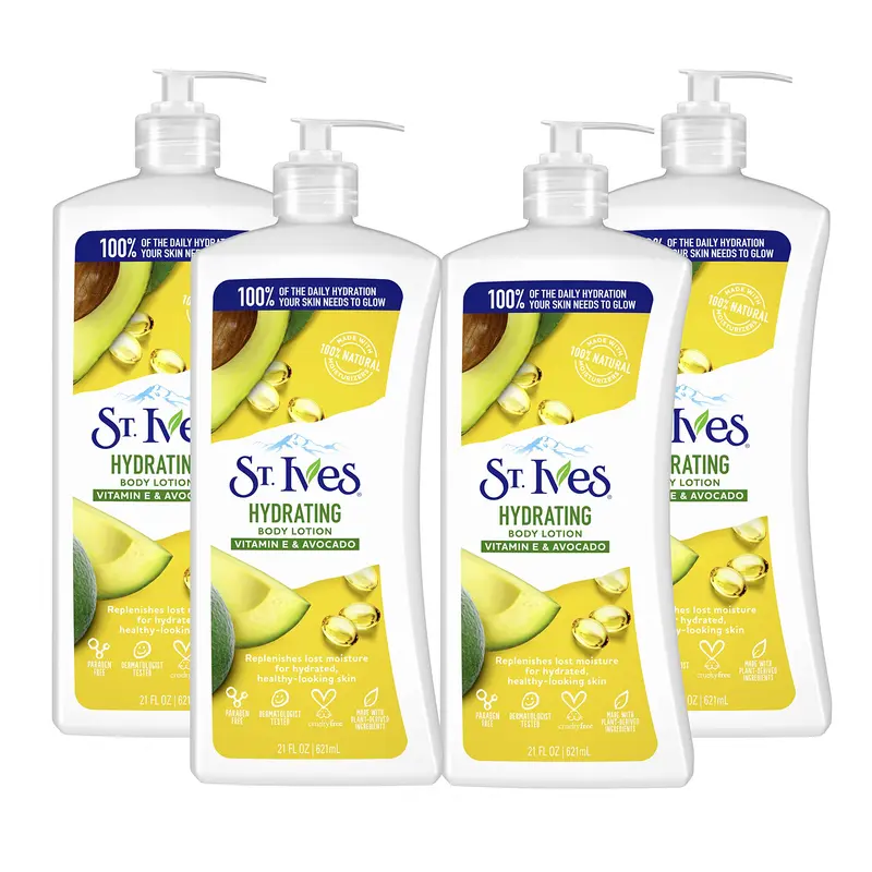 St. Ives Hydratant Mains et Corps – Avocat & Vitamine E, 21 oz (pack de 4)