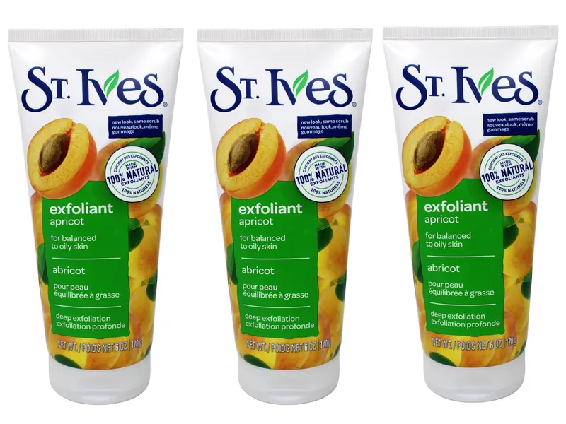 St. Ives Pack Triple – Gommage Visage Abricot 6 oz, 3 pièces