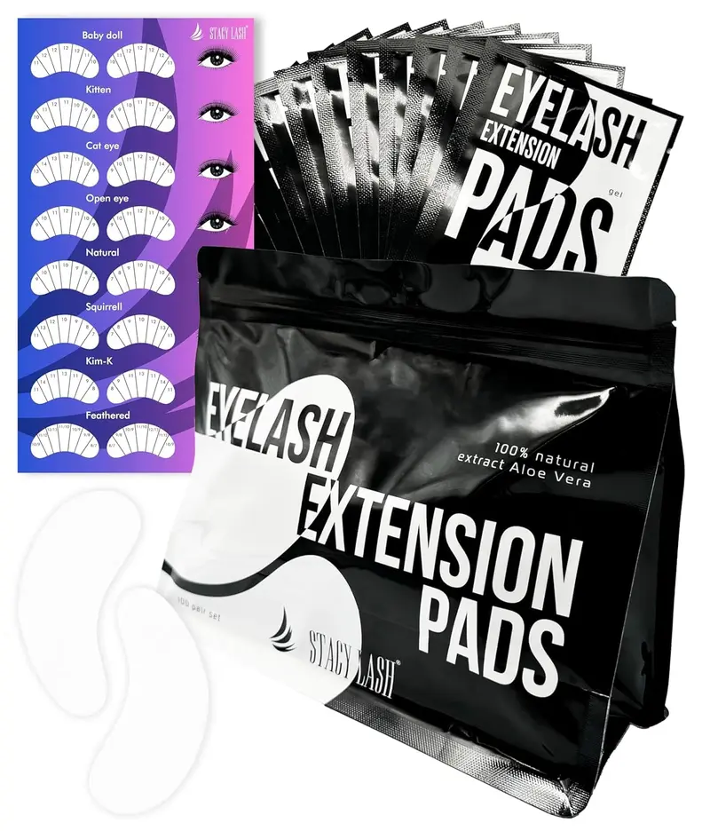 STACY LASH – Patchs Hydrogel Sous‑Œil 100 Paires pour Extensions Cils avec Aloé Véra et Vitamine C