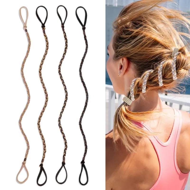 Starfa Lab – 4 Élastiques Spirales Torsadés Sans Dommages, Anti-Dérapants – Serre-Cheveux pour Sport, Yoga et Plage, Longueur 17'' (Couleurs Mélangées)