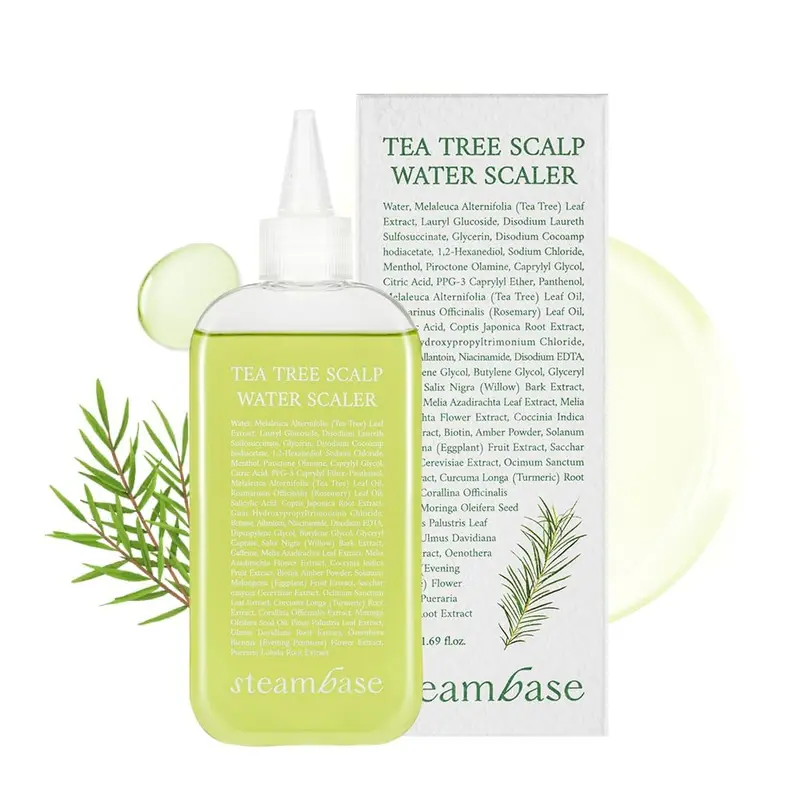 STEAMBASE Soin Cuir Chevelu Arbre à Thé – Purifie et exfolie le cuir chevelu gras | BHA naturel et arbre à thé | Élimine odeurs et résidus | Exfoliant hypoallergénique, 250 ml