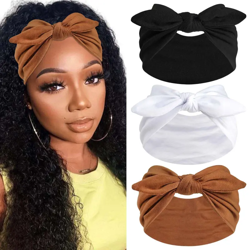 STGDAK Bandeaux de tête larges à nœud — turban élastique, anti-dérapant, style quotidien