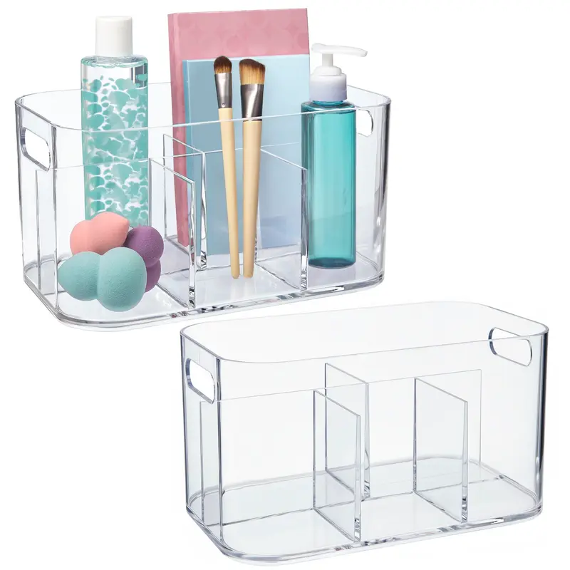 STORi Bliss – Boîtes de rangement cosmétiques 5 compartiments (set de 2), transparentes, fabriqué aux États‑Unis