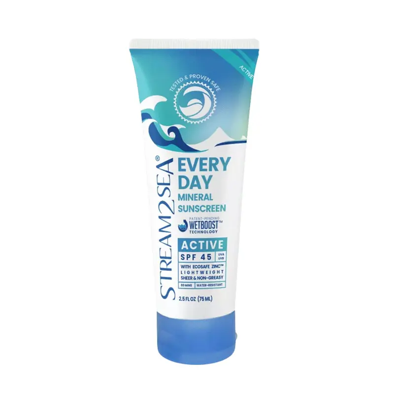 STREAM 2 SEA SPF 45 Quotidien – Écran Solaire Minéral pour Visage et Corps, Biodégradable et Respectueux des Récifs
