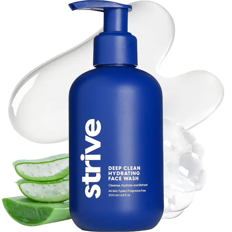 Strive Nettoyant Visage Hydratant Homme – Nettoie en Profondeur, Éclaircit la Peau – Sans Parfum 200 ml