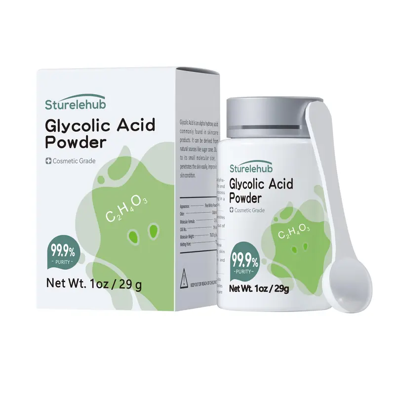 Sturelehub Poudre d’Acide Glycolique – Pureté 99,9% (Grade Cosmétique) pour Masques et Sérums DIY