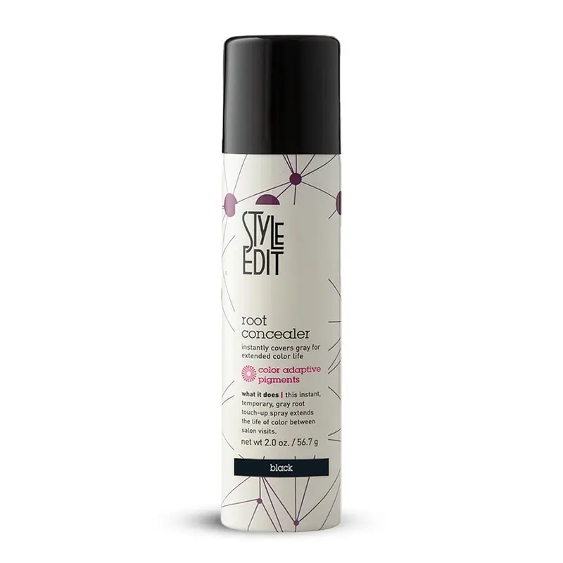 Style Edit Correcteur de racines – Spray touche racines noir | Couverture rapide des racines grises | Qualité salon pro pour femmes | Noir, flacon 60 ml