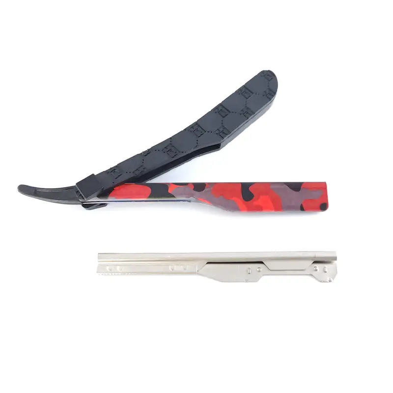 StyleCraft x Deluxe Line Rasoir Barbier Droit Camouflage Rouge – Lame Non Incluse