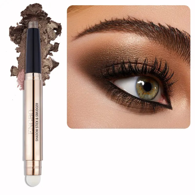 Stylo Ombre Brun Enfuntins – Crayon Yeux Crème Résistant à l'Eau avec Estompeur Intégré, Effet Scintillant
