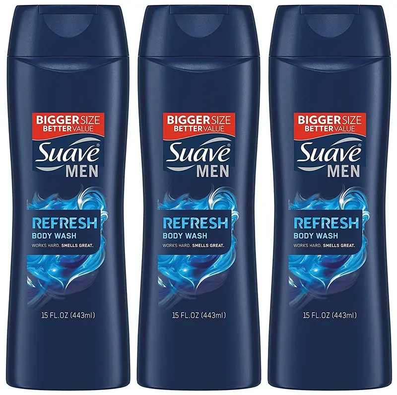 Suave Men Gel Douche Refresh – Lot de 3, 444 ml
