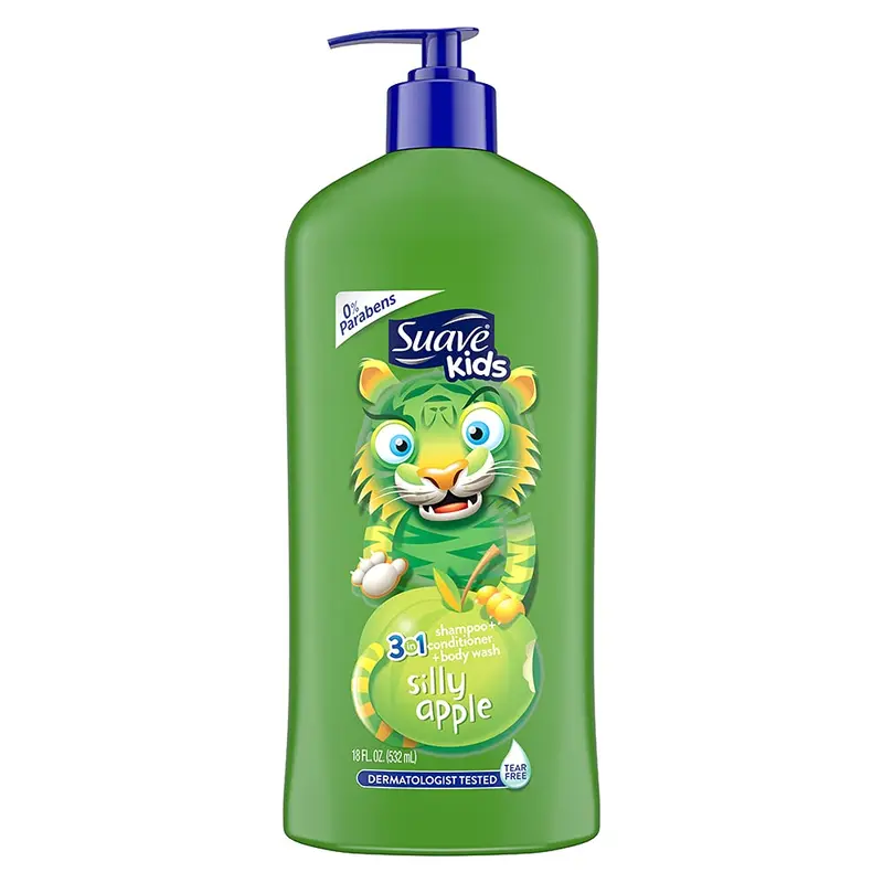 Suave Silly Apple — Shampooing 3-en-1, Après-shampoing et Gel Douche Sans Larmes